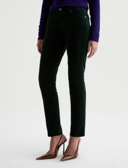 Mari Velvet Pant Pine Mid-Rise Slim Straight WOMENS BOTTOMS Photo 6