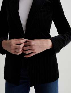 Rue Blazer Super Black/White Velvet Fitted Blazer WOMENS TOPS Photo 3