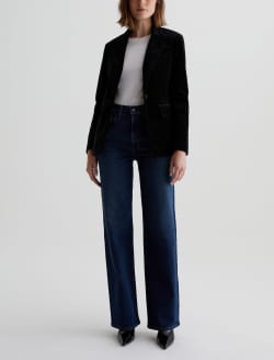 Rue Blazer Super Black/White Velvet Fitted Blazer WOMENS TOPS Photo 4