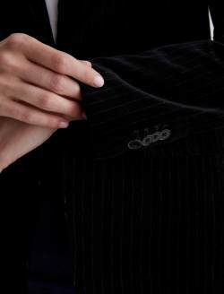 Rue Blazer Super Black/White Velvet Fitted Blazer WOMENS TOPS Photo 5