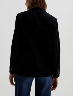 Rue Blazer Super Black/White Velvet Fitted Blazer WOMENS TOPS Photo 7