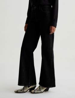 Saige Wide Leg Dress It Up Flocked Stripe Mid-Rise Fit WOMENS BOTTOMS Photo 6