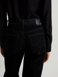 Saige Wide Leg Dress It Up Flocked Stripe Mid-Rise Fit WOMENS BOTTOMS Photo 7