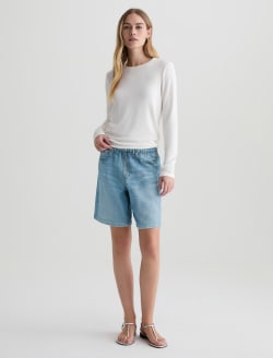 Ex-Boyfriend Off-Duty Denim Sweatshort Splash Printed French Terry WOMENS BOTTOMS Photo 2