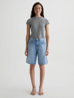 Sadie Crew Heather Grey 90's Vintage Pointelle Crop Tee WOMENS TOPS Photo 5