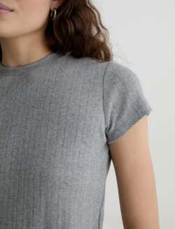 Sadie Crew Heather Grey 90's Vintage Pointelle Crop Tee WOMENS TOPS Photo 6