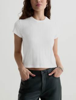 Sadie Crew Powder 90's Vintage Pointelle Crop Tee WOMENS TOPS Photo 2