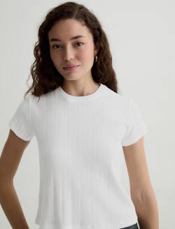 Sadie Crew Powder 90's Vintage Pointelle Crop Tee WOMENS TOPS Photo 3