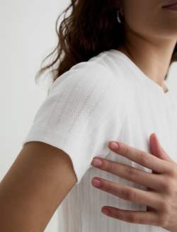 Sadie Crew Powder 90's Vintage Pointelle Crop Tee WOMENS TOPS Photo 6