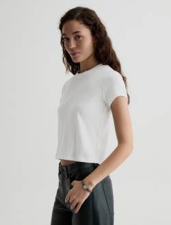 Sadie Crew Powder 90's Vintage Pointelle Crop Tee WOMENS TOPS Photo 7