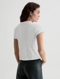 Sadie Crew Powder 90's Vintage Pointelle Crop Tee WOMENS TOPS Photo 8