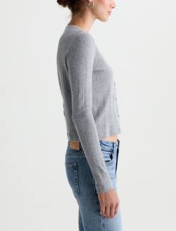 Edden Sweater Heather Grey Fitted Pointelle Cardigan WOMENS TOPS Photo 4
