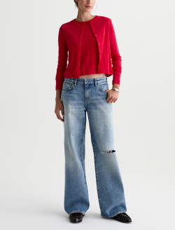 Edden Sweater Recording Red Fitted Pointelle Cardigan WOMENS TOPS Photo 2
