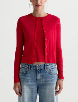 Edden Sweater Recording Red Fitted Pointelle Cardigan WOMENS TOPS Photo 3