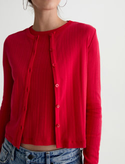 Edden Sweater Recording Red Fitted Pointelle Cardigan WOMENS TOPS Photo 4