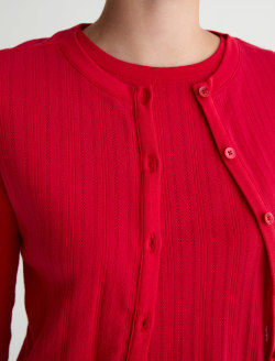 Edden Sweater Recording Red Fitted Pointelle Cardigan WOMENS TOPS Photo 6