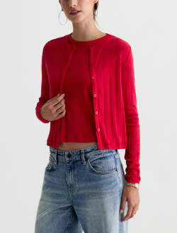 Edden Sweater Recording Red Fitted Pointelle Cardigan WOMENS TOPS Photo 7