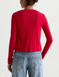 Edden Sweater Recording Red Fitted Pointelle Cardigan WOMENS TOPS Photo 8