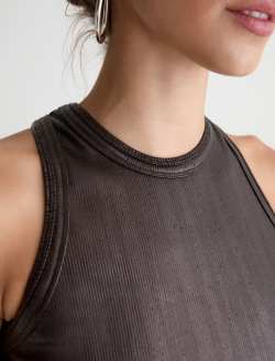 Michelle Top Ltt Lt Burnt Umber Coated High-Neck Tank WOMENS TOPS Photo 6