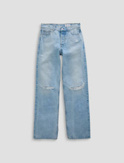 Billie Jean Soft Focus Destructed Low Slung Straight Leg WOMENS BOTTOMS Photo 1