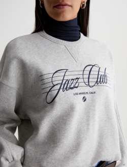Roselle Sweatshirt Jazz Club Heather Grey Graphic Crew Neck Pullover WOMENS TOPS Photo 3