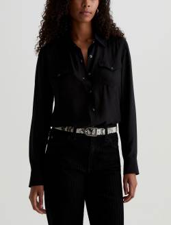 Melia Western Shirt Super Black Long-Sleeve Snap Button WOMENS TOPS Photo 2