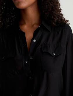 Melia Western Shirt Super Black Classic Fit Long Sleeve Button Up Western Shirt WOMENS TOPS Photo 3