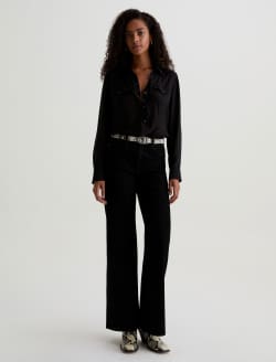 Melia Western Shirt Super Black Classic Fit Long Sleeve Button Up Western Shirt WOMENS TOPS Photo 5