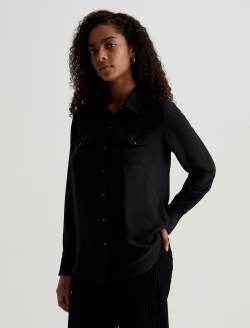 Melia Western Shirt Super Black Classic Fit Long Sleeve Button Up Western Shirt WOMENS TOPS Photo 7