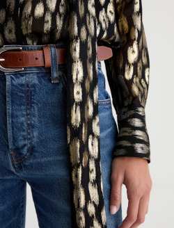 Lora Tie Neck Shirt Leopard Lounge Semi Sheer Metallic Voile WOMENS TOPS Photo 6