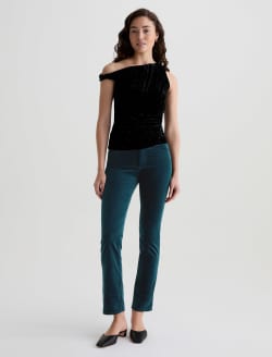 Mari Velvet Pant Deep Lagoon Mid-Rise Slim Straight WOMENS BOTTOMS Photo 2