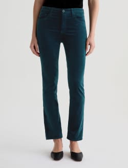 Mari Velvet Pant Deep Lagoon Mid-Rise Slim Straight WOMENS BOTTOMS Photo 3
