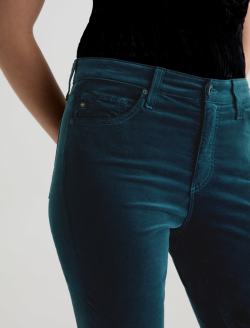Mari Velvet Pant Deep Lagoon Mid-Rise Slim Straight WOMENS BOTTOMS Photo 4