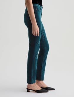 Mari Velvet Pant Deep Lagoon Mid-Rise Slim Straight WOMENS BOTTOMS Photo 5