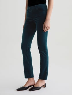 Mari Velvet Pant Deep Lagoon Mid-Rise Slim Straight WOMENS BOTTOMS Photo 6