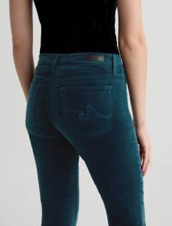 Mari Velvet Pant Deep Lagoon Mid-Rise Slim Straight WOMENS BOTTOMS Photo 7
