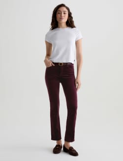 Mari Velvet Pant Winery Mid-Rise Slim Straight WOMENS BOTTOMS Photo 2