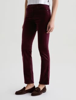 Mari Velvet Pant Winery Mid-Rise Slim Straight WOMENS BOTTOMS Photo 6