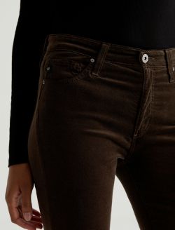 Mari Extended Rich Umber Velvet Mid-Rise Slim Straight WOMENS BOTTOMS Photo 4