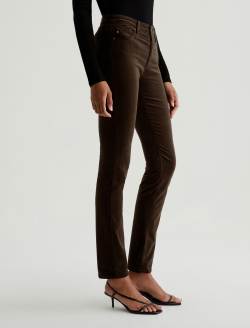 Mari Extended Rich Umber Velvet Mid-Rise Slim Straight WOMENS BOTTOMS Photo 6