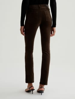 Mari Extended Rich Umber Velvet Mid-Rise Slim Straight WOMENS BOTTOMS Photo 8