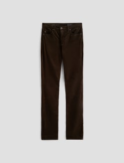 Mari Extended Rich Umber Velvet Mid-Rise Slim Straight WOMENS BOTTOMS Photo 1