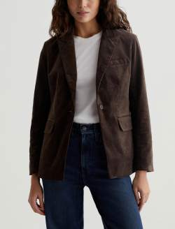 Rue Blazer Rich Umber Velvet Fitted Blazer WOMENS TOPS Photo 1