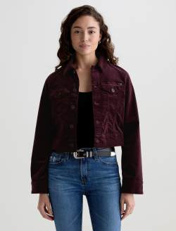 Isa Velvet Jacket Winery Cropped Trucker Jacket WOMENS TOPS Photo 2
