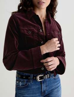 Isa Velvet Jacket Winery Cropped Trucker Jacket WOMENS TOPS Photo 3