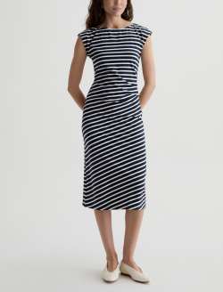 Aja Dress Pacific Navy/Powder Side Pleat T-Shirt Dress WOMENS TOPS Photo 2