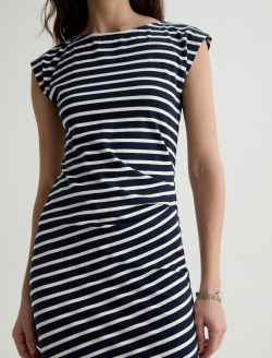 Aja Dress Pacific Navy/Powder Side Pleat T-Shirt Dress WOMENS TOPS Photo 3