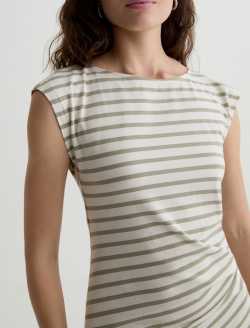 Aja Dress Powder/Spruce Green Side Pleat T-Shirt Dress WOMENS TOPS Photo 5