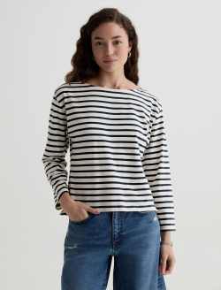 Annie Tee Powder/Pacific Navy Boat Neck Long Sleeve WOMENS TOPS Photo 2