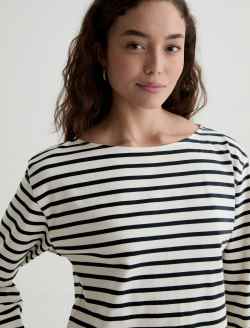 Annie Tee Powder/Pacific Navy Boat Neck Long Sleeve WOMENS TOPS Photo 3